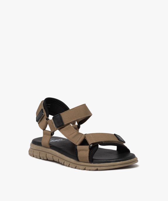 Sandales homme unies avec brides scratch en mesh  vue2 - GEMO (CASUAL) - GEMO