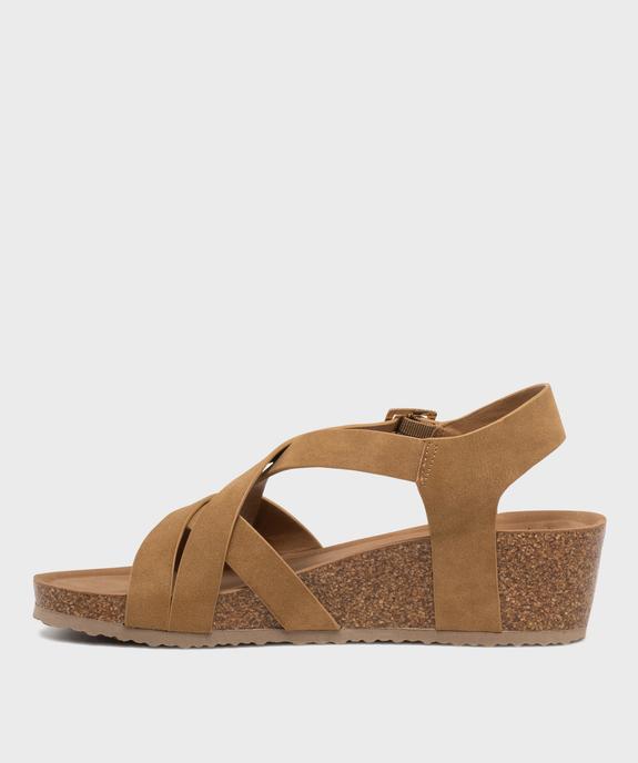 Sandales à talon compensé en suédine femme vue3 - VALENTINA BALDA - GEMO