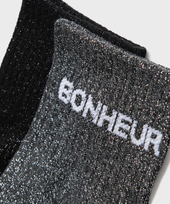 Socquettes pailletées à message femme (lot de 2) vue2 - GEMO(HOMWR FEM) - GEMO