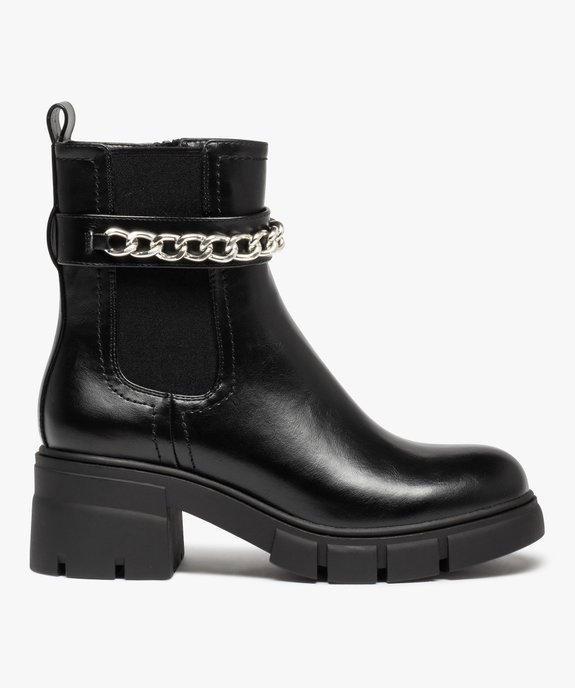 Boots femme à semelle crantée et bride avec chaine vue1 - GEMO(URBAIN) - GEMO