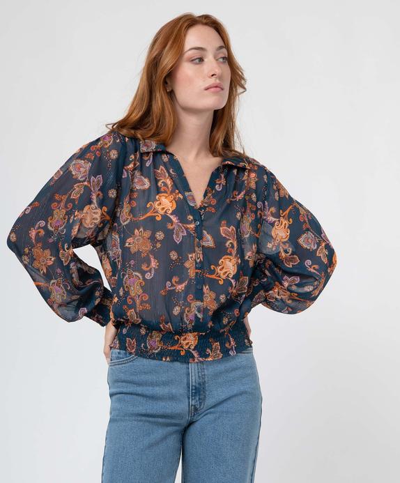 Blouse femme à motifs et rayures scintillantes vue1 - GEMO 4G FEMME - GEMO