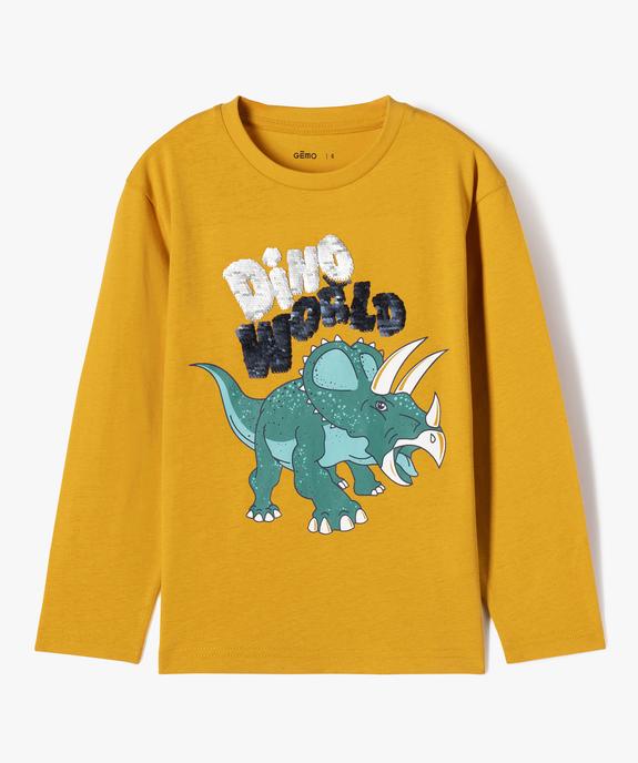 Tee-shirt à manches longues avec motif dinosaures et sequins réversibles garçon vue3 - GEMO (ENFANT) - GEMO