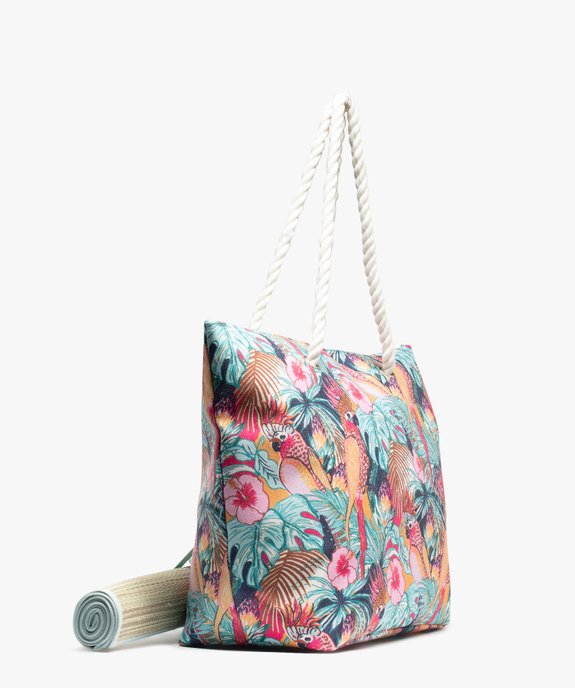 Sac de plage femme motif perroquets avec natte intégrée vue2 - GEMO (ACCESS) - GEMO