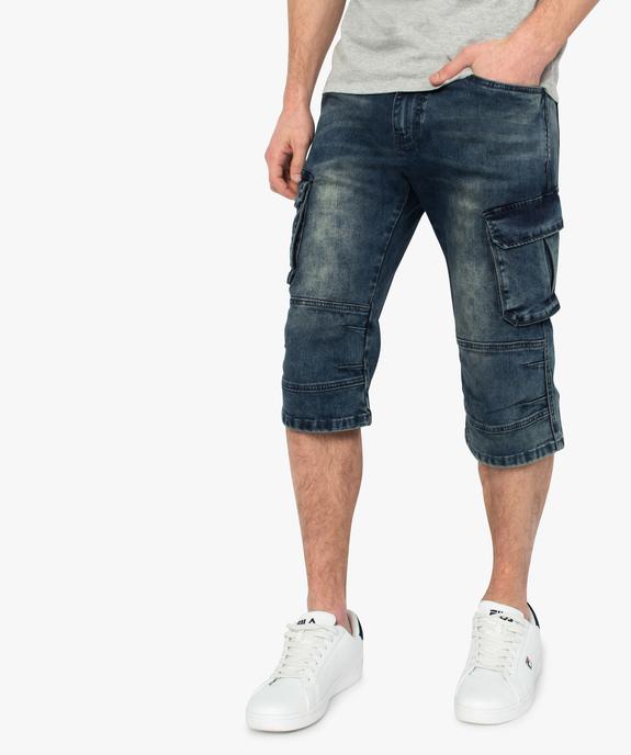 Bermuda homme en jean avec larges poches sur les cuisses vue1 - GEMO (HOMME) - GEMO