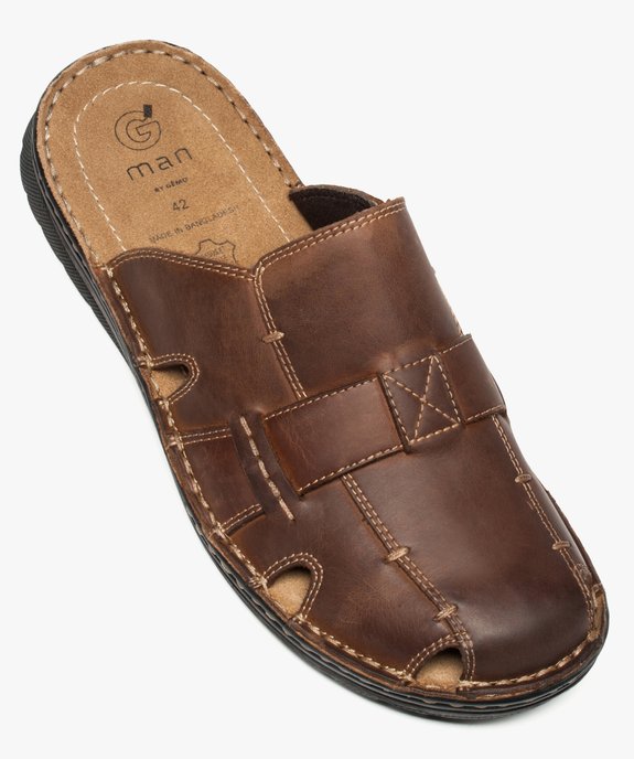 Sandales homme forme mules effet surpiqué vue5 - GEMO (CASUAL) - GEMO