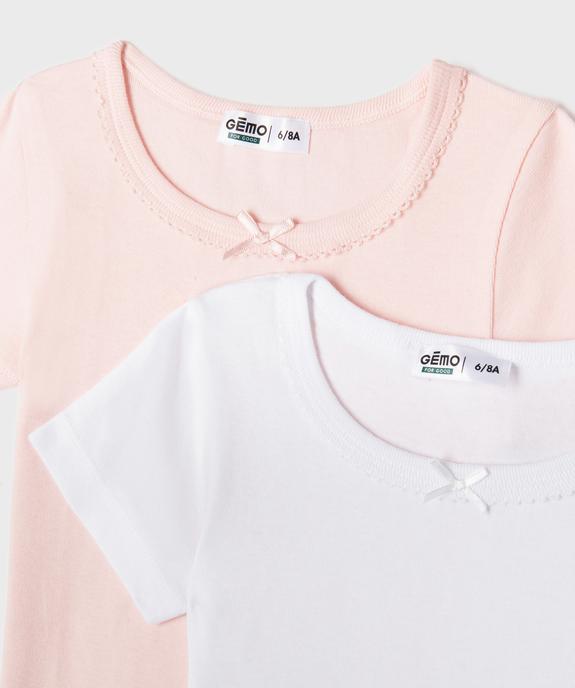 Tee-shirt manches courtes en coton biologique fille (lot de 2) vue2 - GEMO 4G FILLE - GEMO