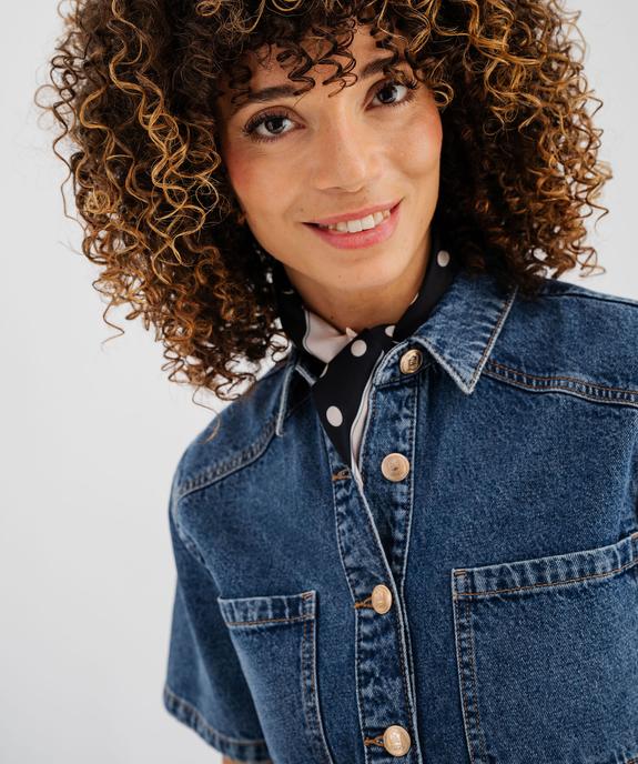 Robe en jean courte forme chemise femme - LuluCastagnette vue2 - LULUCASTAGNETTE - GEMO