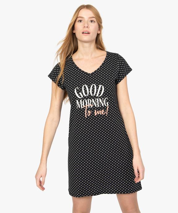 Chemise de nuit imprimée à manches courtes femme vue1 - GEMO 4G FEMME - GEMO