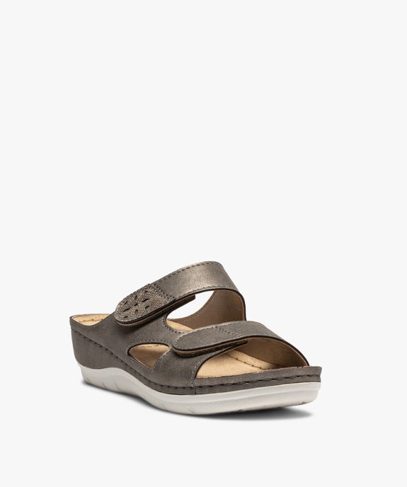 Mules femme confort dessus larges brides à scratch vue2 - GEMO (CONFORT) - GEMO