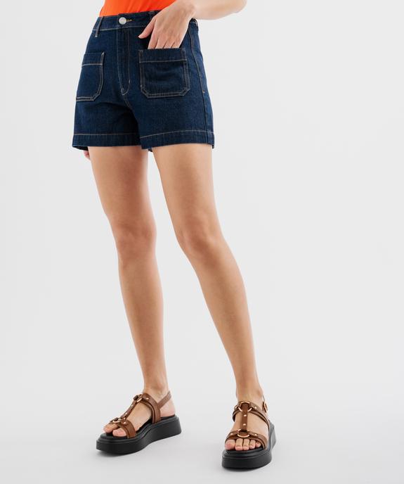 Short en jean ample taille haute avec poches sur l’avant femme vue1 - GEMO 4G FEMME - GEMO