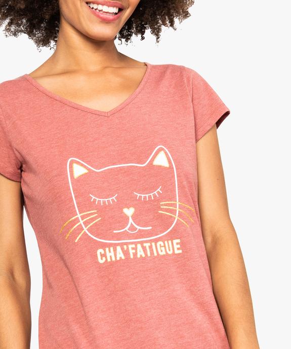 Chemise de nuit imprimée à manches courtes femme vue2 - GEMO 4G FEMME - GEMO