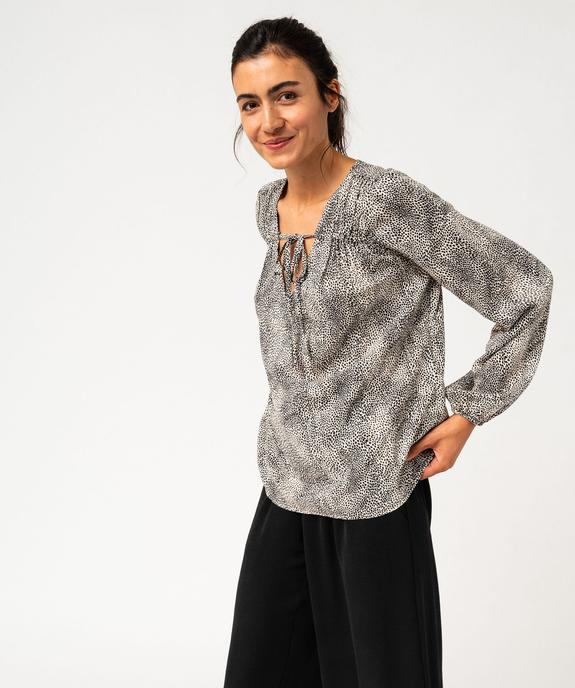 Blouse fluide imprimée avec liens à nouer femme vue5 - GEMO(FEMME PAP) - GEMO