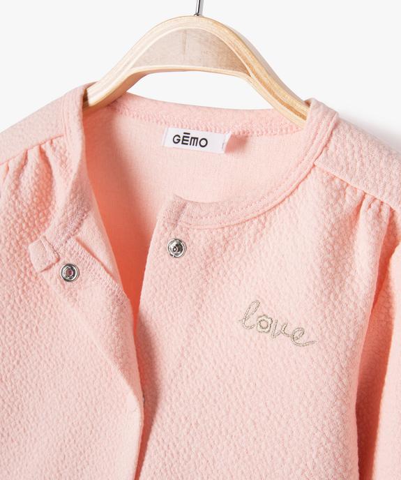 Gilet à boutons-pression bébé fille vue2 - GEMO(BEBE DEBT) - GEMO