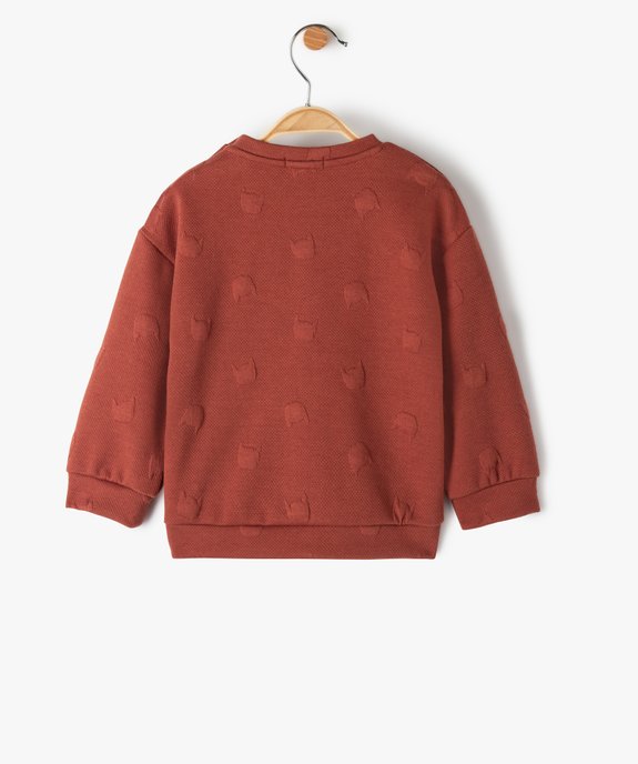 Sweat bébé fille en maille légère à motif chat gaufré vue3 - GEMO(BEBE DEBT) - GEMO