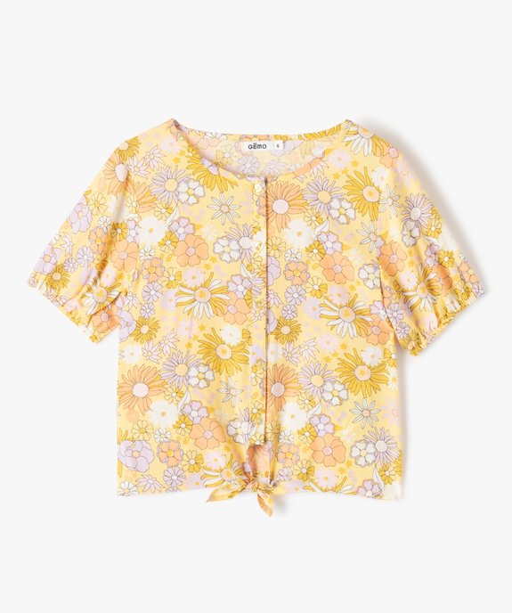 Chemise fille à manches courtes et motifs fleuris vue1 - GEMO 4G FILLE - GEMO