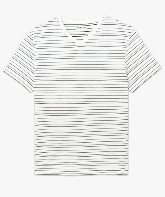 Tee-shirt à manches courtes et col V à rayures homme vue4 - GEMO 4G HOMME - GEMO
