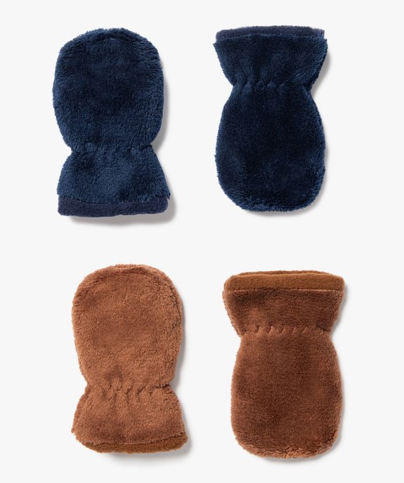 Moufles en maille peluche bébé garçon (lot de 2 paires) vue1 - GEMO(BEBE DEBT) - GEMO