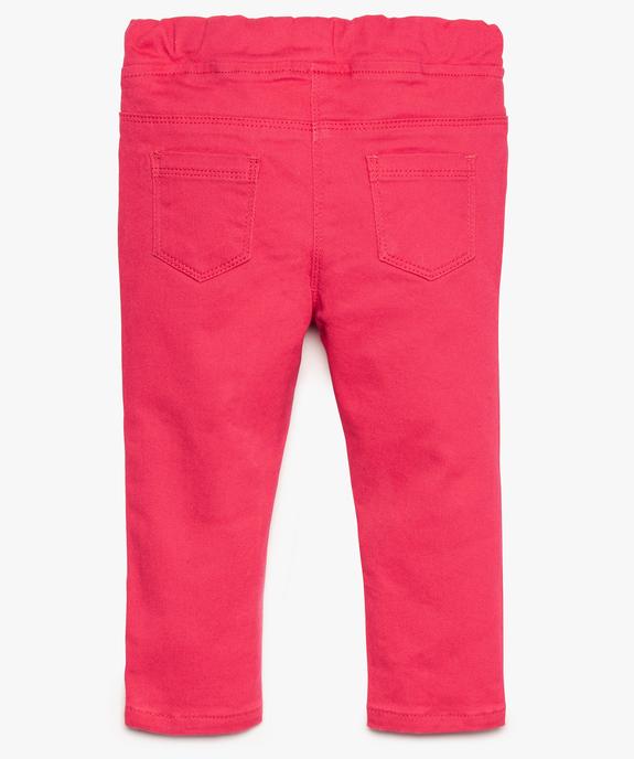 Pantalon bébé fille avec taille élastique réglable et petit nœud en coton bio vue2 - GEMO 4G BEBE - GEMO