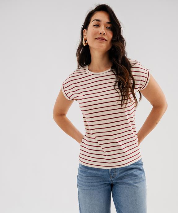 Tee-shirt rayé à manches ultra courtes femme vue2 - GEMO 4G FEMME - GEMO
