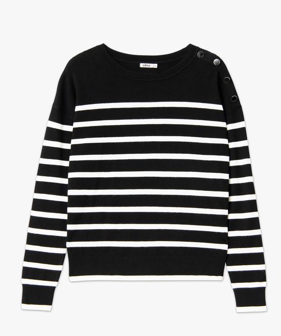 Pull rayé en maille fine avec col rond femme vue4 - GEMO 4G FEMME - GEMO