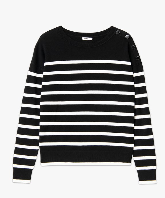 Pull rayé en maille fine avec col rond femme vue4 - GEMO 4G FEMME - GEMO