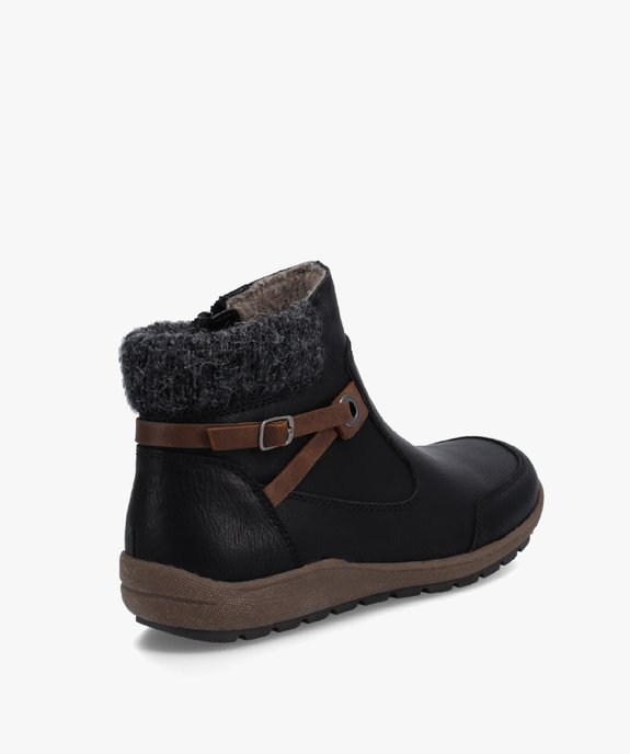 Boots confort femme à talon plat et col en maille vue4 - SOFTRELAX - GEMO