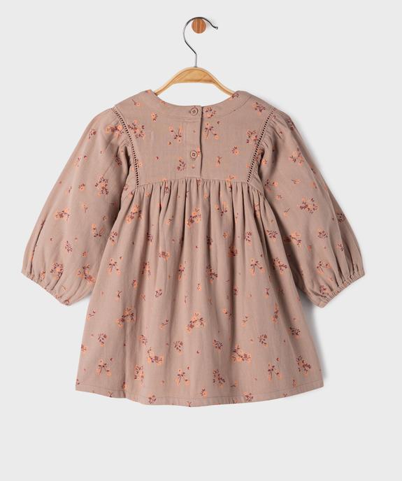 Robe manches longues à motifs fleuris bébé fille vue3 - GEMO(BEBE DEBT) - GEMO