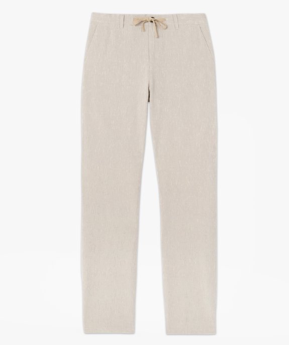 Pantalon homme en lin et coton avec taille ajustable vue4 - GEMO (HOMME) - GEMO