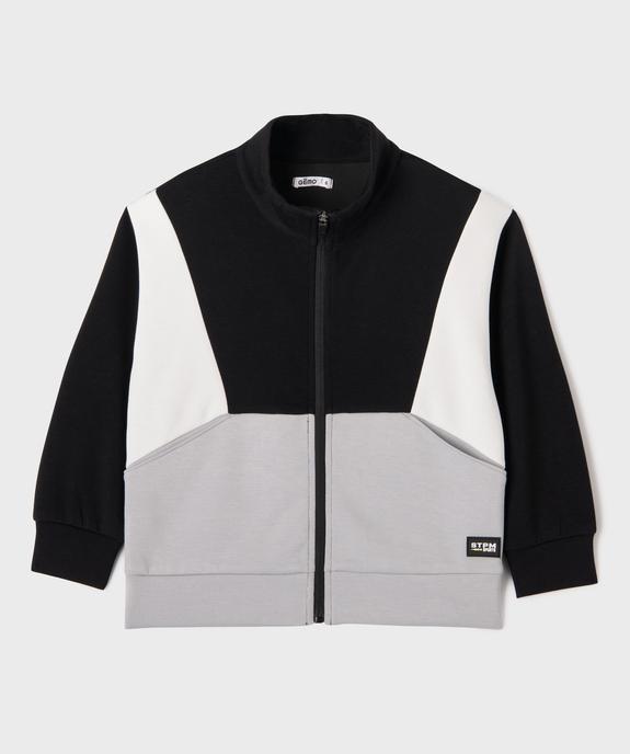 Sweat de sport tricolore fermeture zippée garçon vue2 - GEMO (ENFANT) - GEMO