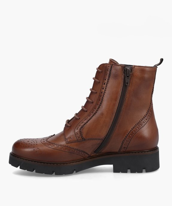 Boots fille dessus cuir à lacets et semelle crantée – Tanéo vue3 - TANEO - GEMO