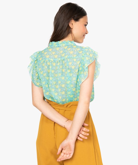 Blouse femme à manches courtes en voile fleuri vue3 - GEMO(FEMME PAP) - GEMO