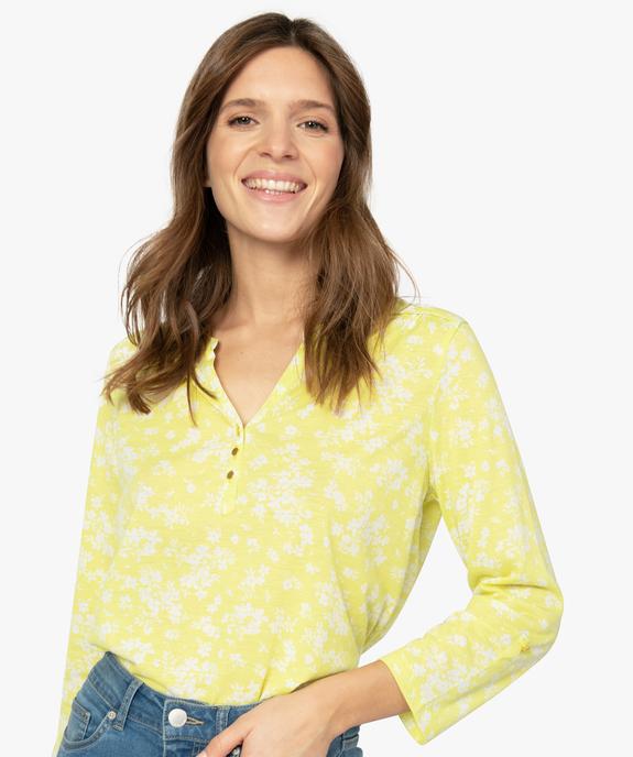 Tee-shirt femme imprimé à manches 3/4 en polyester recyclé vue2 - GEMO 4G FEMME - GEMO