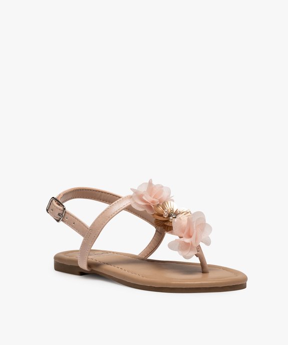 Sandales fille à entre-doigts orné de fleurs en tissu vue2 - GEMO (ENFANT) - GEMO