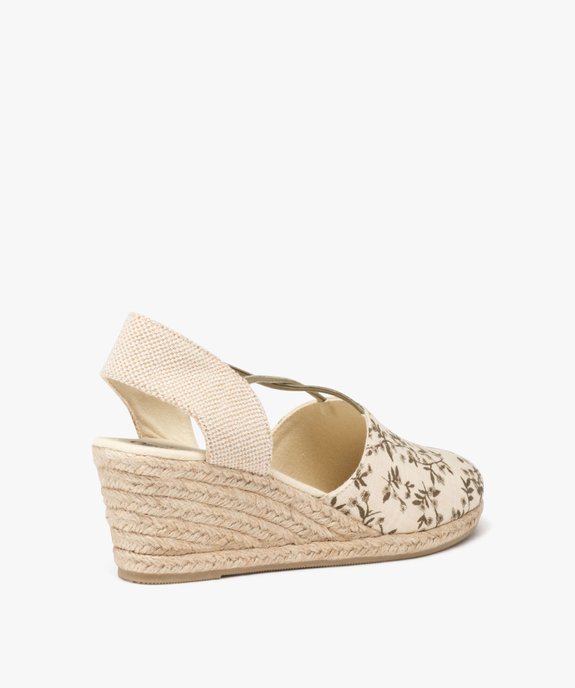 Espadrilles femme à talon compensé en corde avec dessus brides élastiques croisées vue4 - GEMO(URBAIN) - GEMO