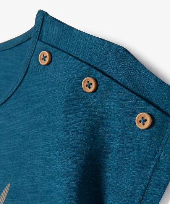 Tee-shirt fille avec motif sur le buste et boutons sur l’épaule vue2 - GEMO 4G FILLE - GEMO
