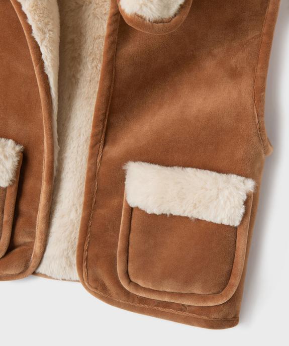 Veste sans manches fourrée en velours ras fille vue3 - GEMO (ENFANT) - GEMO
