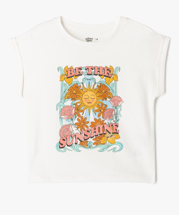 Tee-shirt manches courtes imprimé fille vue1 - GEMO 4G FILLE - GEMO