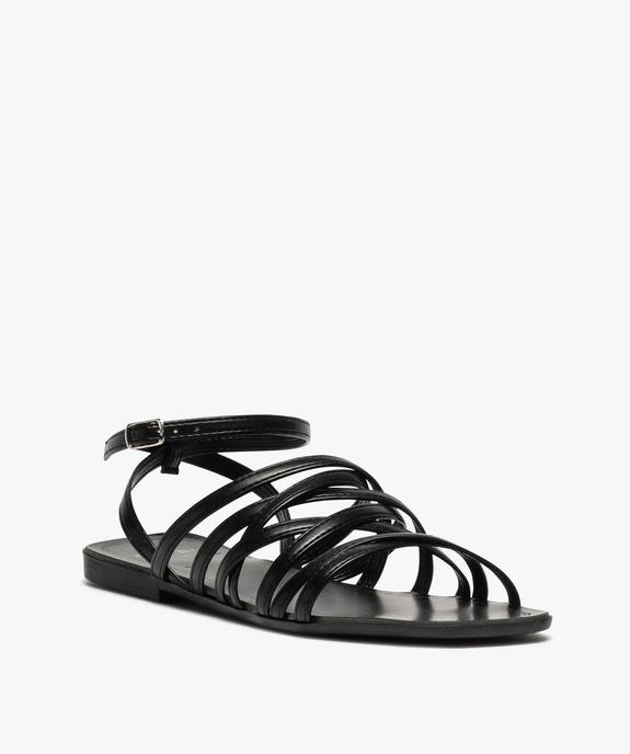 Sandales femme à talon plat et fines brides entrelacées vue2 - GEMO (CASUAL) - GEMO