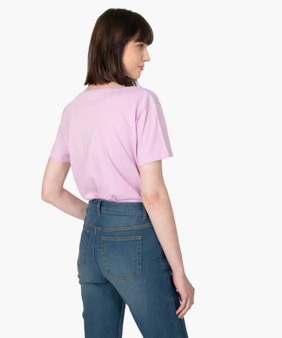 Tee-shirt femme à col V et manches courtes vue3 - GEMO(FEMME PAP) - GEMO