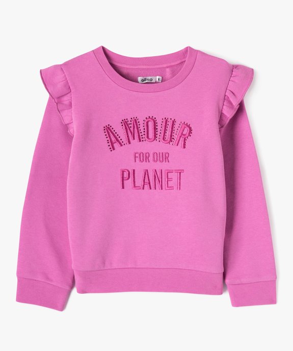 Sweat à volants aux épaules et motif brodé fille vue1 - GEMO 4G FILLE - GEMO
