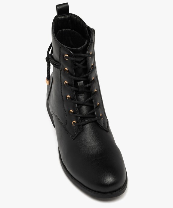 Boots femme à talon plat avec cordelette tressée et nouée embouts dorés vue6 - GEMO (CASUAL) - GEMO