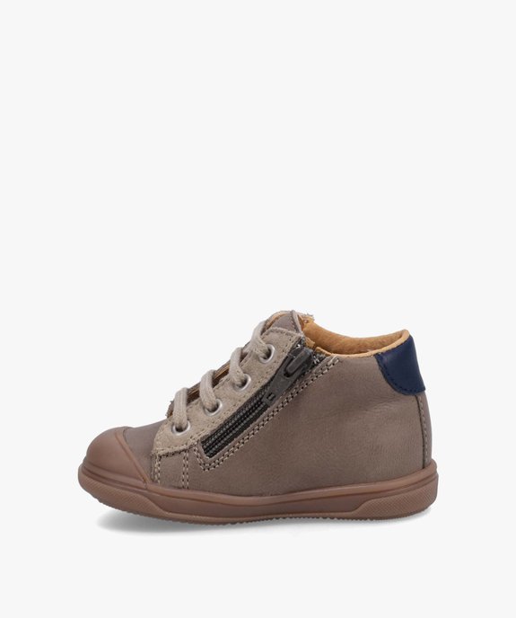 Baskets bébé garçon mid-cut dessus cuir à lacets et zip – NA!  vue4 - NA! - GEMO