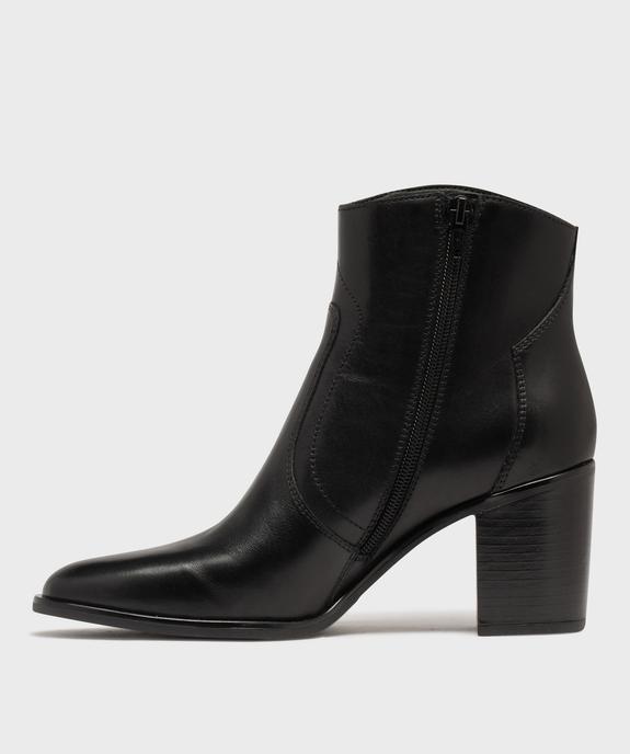 Bottines à talon dessus cuir femme - Tanéo vue3 - TANEO - GEMO