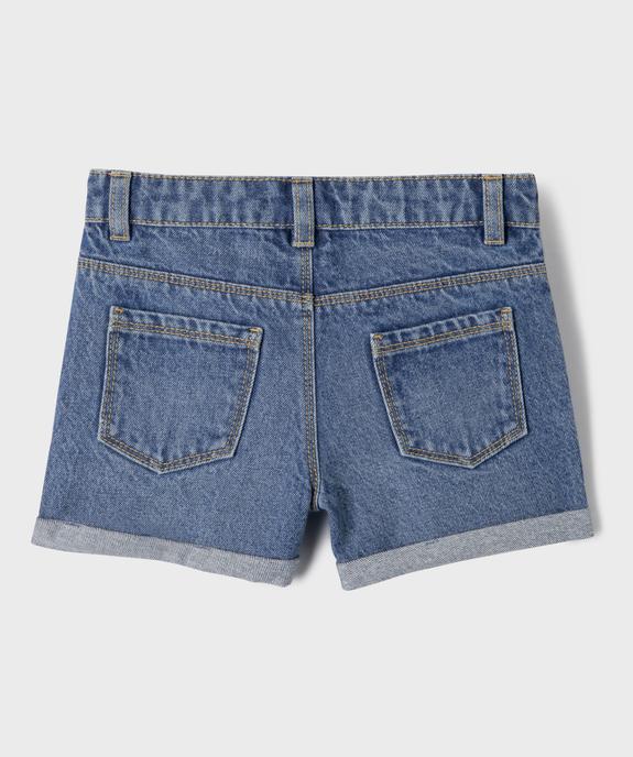 Short en jean à revers avec taille ajustable fille vue3 - GEMO 4G FILLE - GEMO