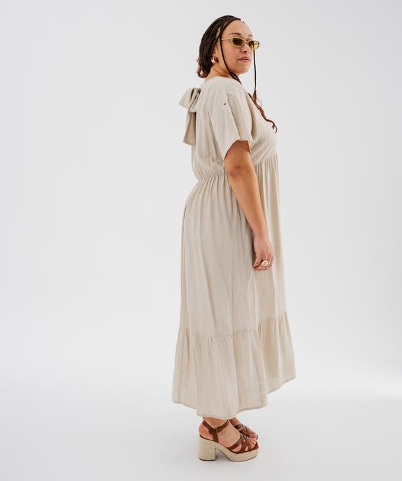 Robe longue à manches courtes en tissu texturé femme grande taille vue2 - GEMO (G TAILLE) - GEMO