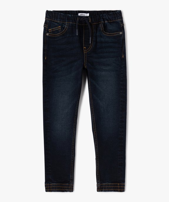 Jean garçon coupe Regular avec ceinture et bas de jambes élastiques vue1 - GEMO (ENFANT) - GEMO