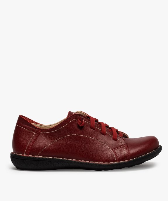 Derbies femme confort dessus cuir à lacets élastiques vue2 - GEMO (CONFORT) - GEMO