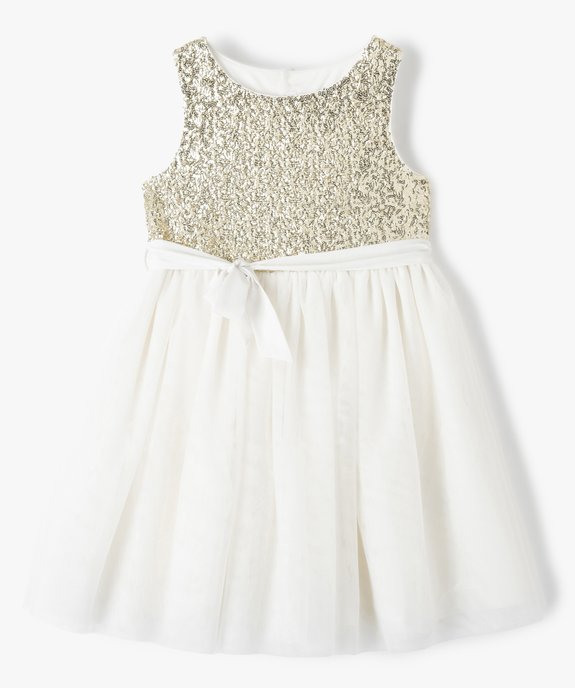 Robe de cérémonie fille en tulle et sequins dorés vue1 - GEMO (ENFANT) - GEMO