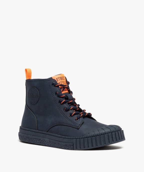 Boots garçon unis à bout renforcé et détails fluo vue2 - GEMO 4G GARCON - GEMO