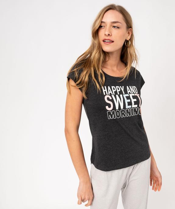 Pyjama bicolore avec message femme vue2 - GEMO 4G FEMME - GEMO
